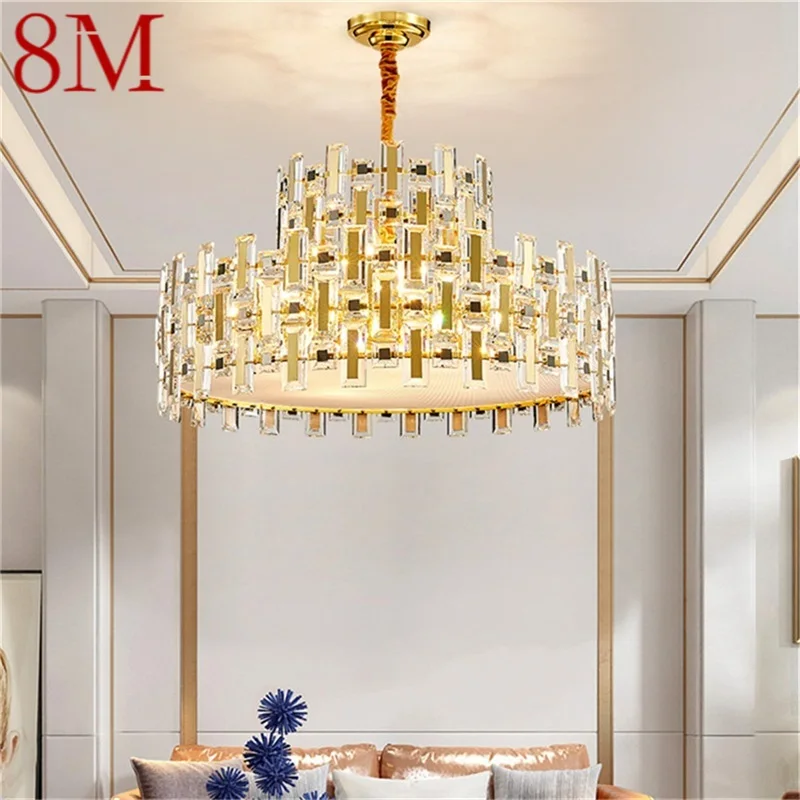 

8M Postmodern Pendant Light Creative Gold Chandelier LED Luxury Crystal Lamp For Home Decoration