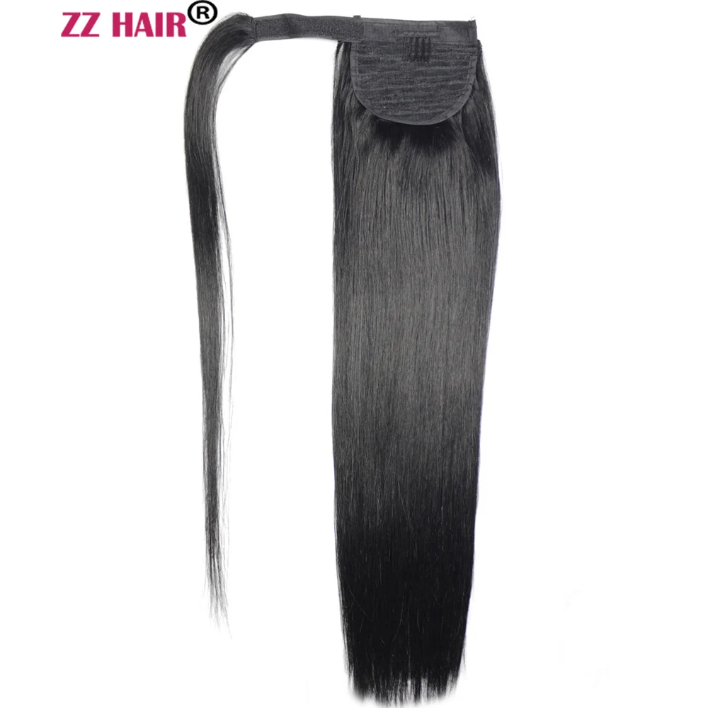 ZZHAIR 140 г 1"-28" машинное производство, волосы remy, волшебное обертывание вокруг конского хвоста, человеческие волосы для наращивания, конский хвост