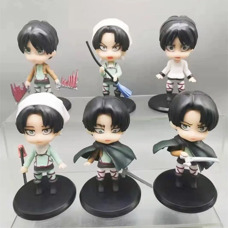 

6pcs/set Anime Attack on Titan Figure Toy Eren Jager Mikasa Ackerman Armin Arlert Eren Mini Model Doll 10cm for Children Gift