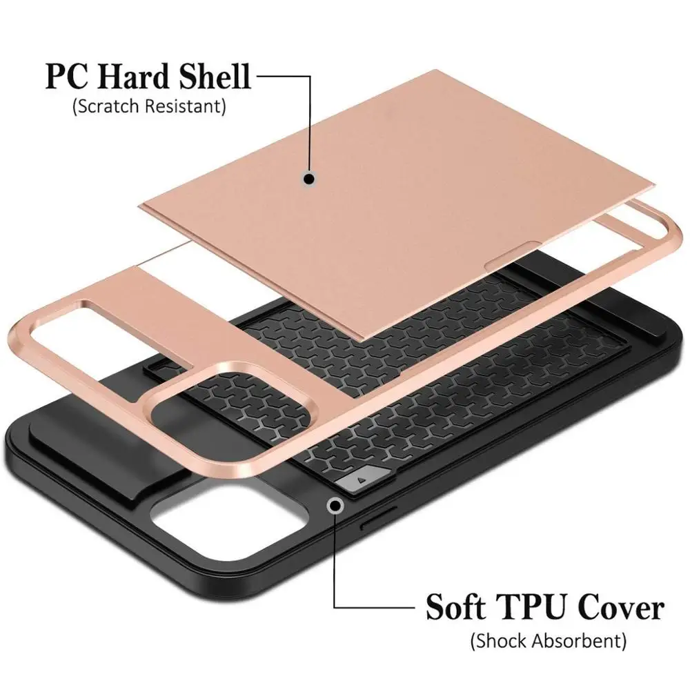 Case for iPhone 11 Pro Max XS MAX XR X Cover Armor Wallet Card Slot Sliding Hidden Pocket For 8 7 6 6s Plus SE 2020 | Мобильные
