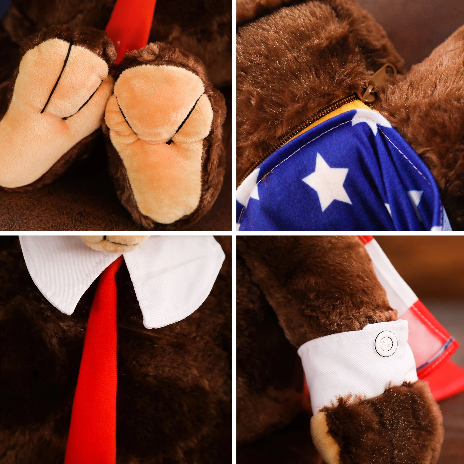 

62cm Donald Trump Bear Shape Plush Toys Stuffed Animal Toy Cool USA President Bear with Flag Cloak Collection Doll MDJ99