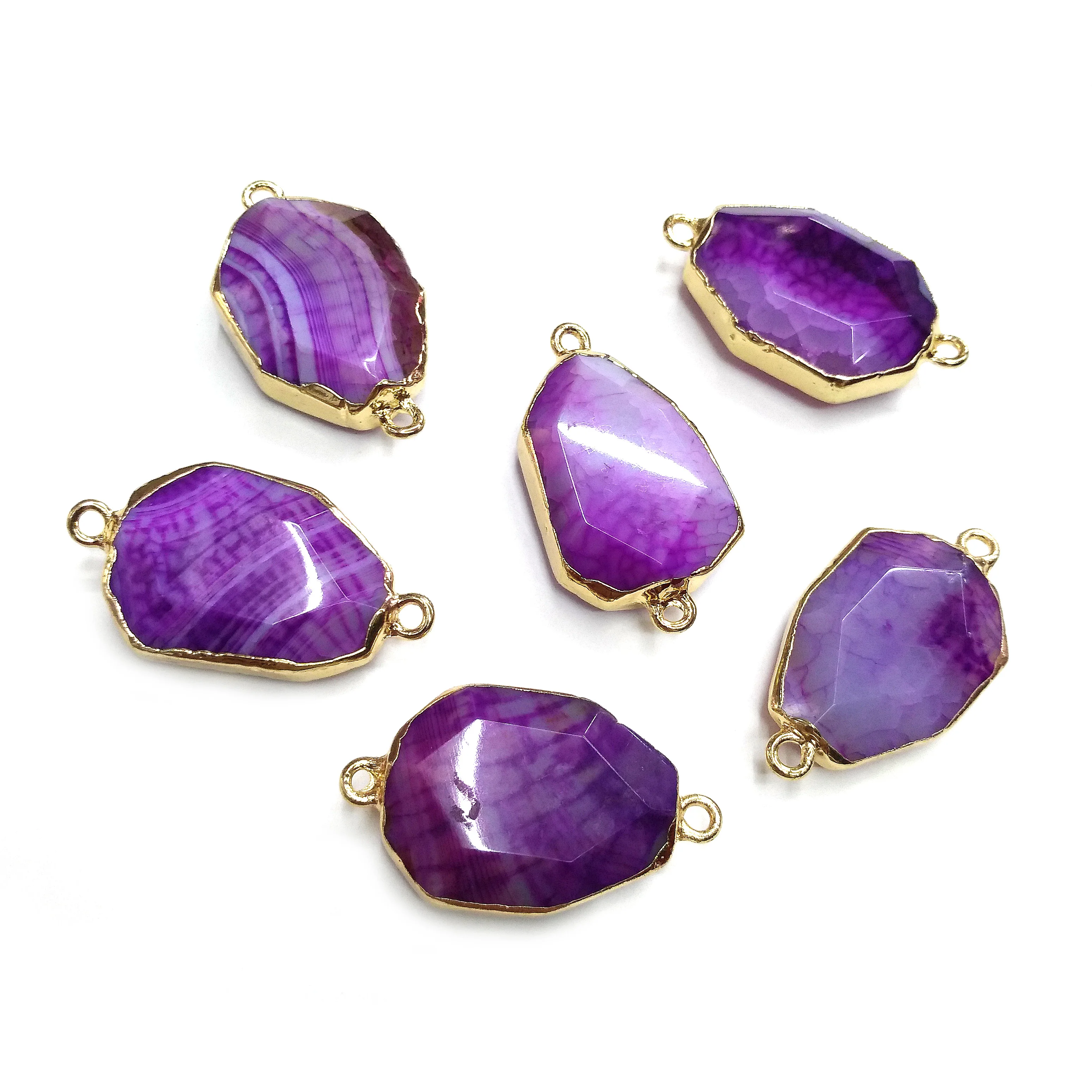 

Natural Stone Agates Pendant irregular Shape Double Hole Connector for Jewelry Making DIY Elegant Necklace Bracelet Accessories