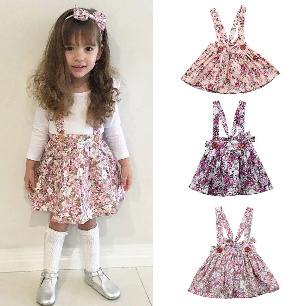 

A Baby Girl Skirt Fashion Newborn Toddler Baby Girls Floral Party Princess Bib Strap Skirt Children Sundress Cotton Girls Skirts
