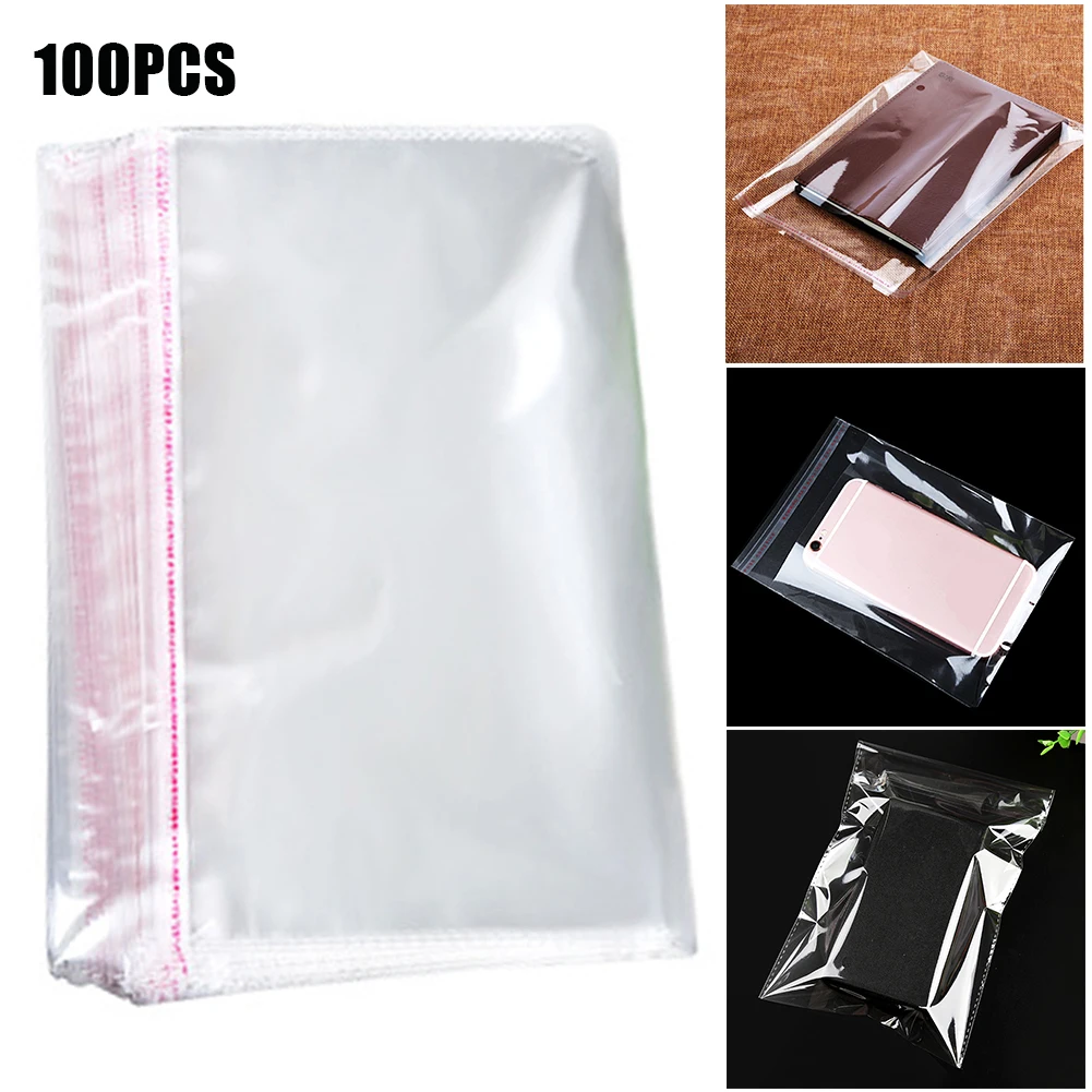 

100pcs Clear Cellophane Cello Bags Plastic OPP Bags Card Display Self Adhesive Peel Seal Bag TP-Hot