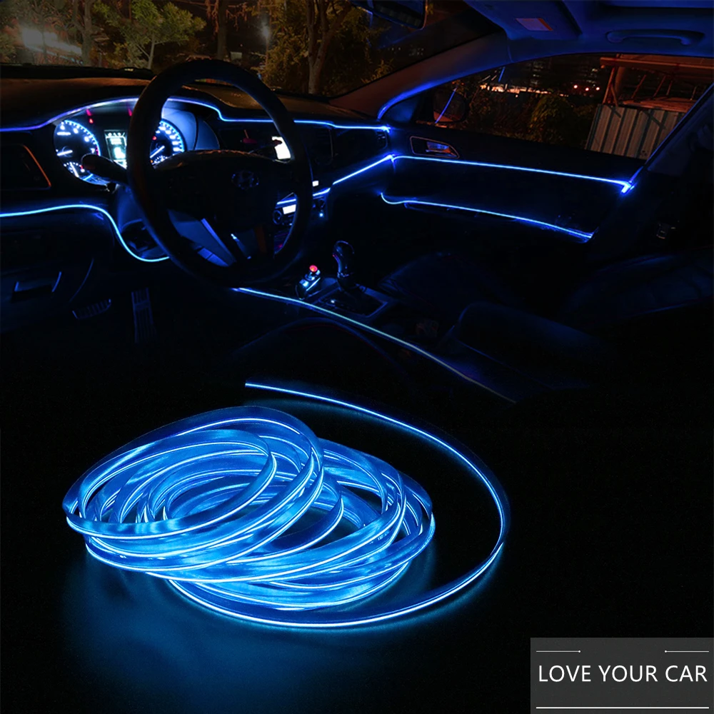 

5 Meters Car Interior Lighting Auto LED Strip EL Wire Rope Auto Atmosphere Decorative Lamp Flexible Neon Light DIY