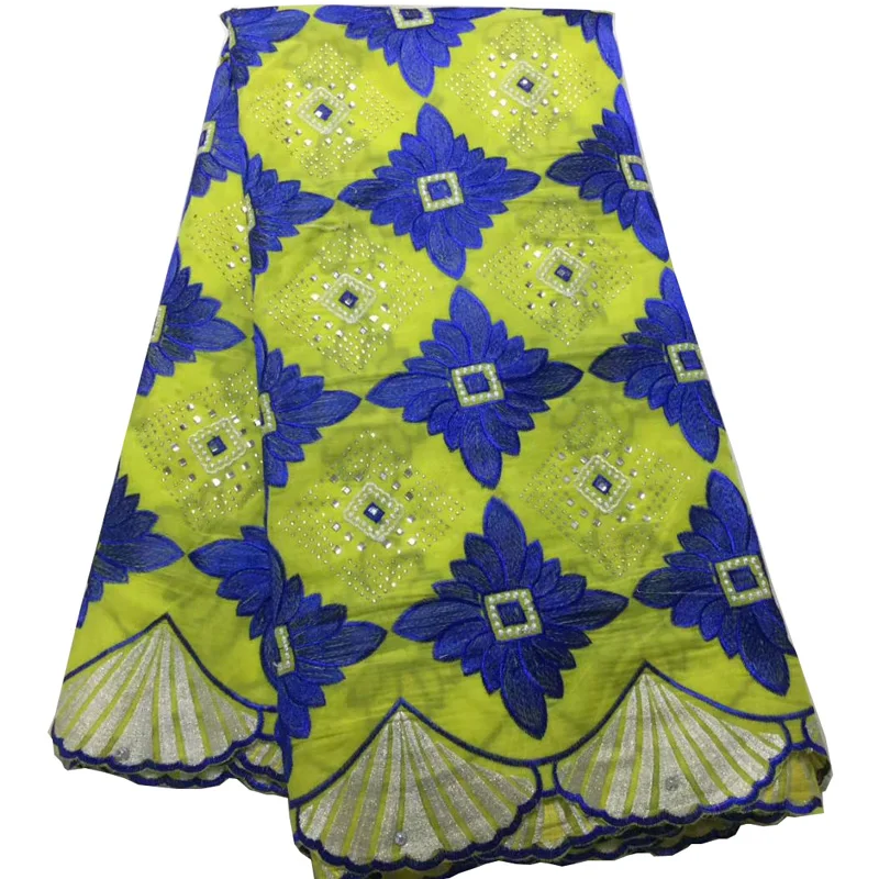 

(5yards/pc ) High quality rhinestones fixed Swiss voile lace fine embroidered African cotton lace fabric for party dress CLS280