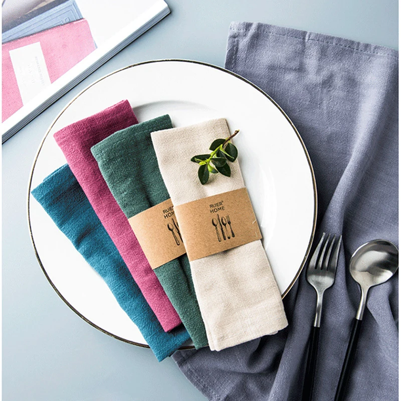 

High-grade Plain Cotton Linen Napkins Tea Towels Good Water Absorption Home Kitchen Cloth 1 Pc