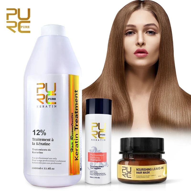 

PURE Keratin for Professional Hair Straightening 12% Refreshing Hair Long-lasting Hair Repair Damage Mask Keratin Treatment