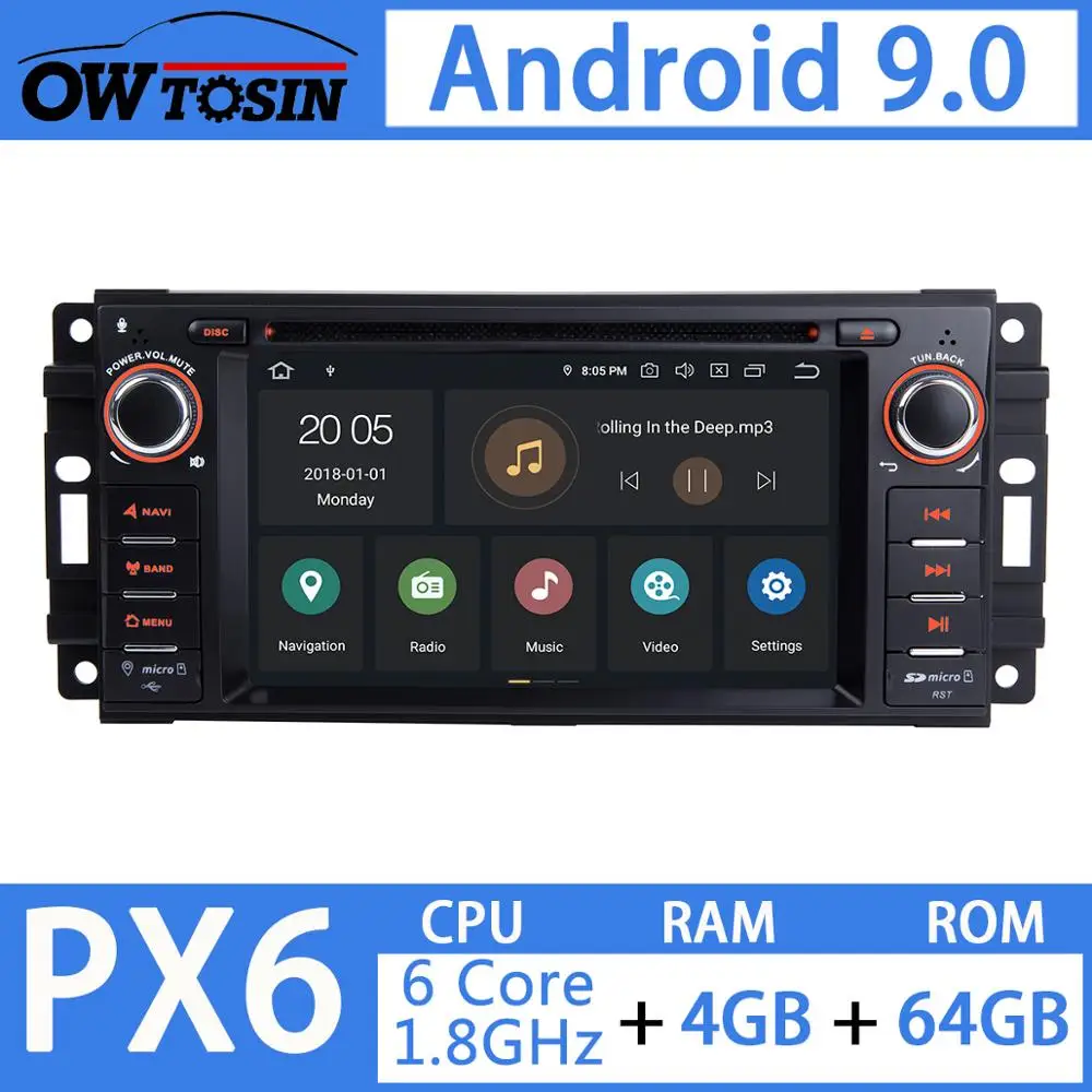 PX6 4G+ 64G Android 9,0 Автомобильный DVD радио gps для Jeep Wrangler Компас Commander Cherokee Dodge caliber путешествие Liberty CarPlay DSP