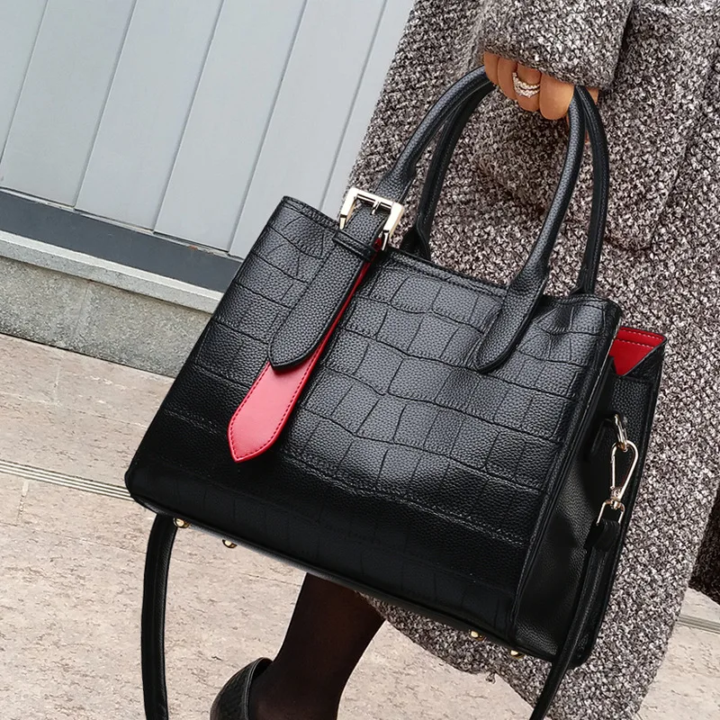 

100% Genuine Leather Handbags 2020 New Ladies Portable Large-capacity Fashion Crocodile Pattern One-shoulder Messenger Bag Gg