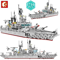 sembo creative military destroyer ship building blocks high tech army boat bricks construction diy toys for boys festival gift