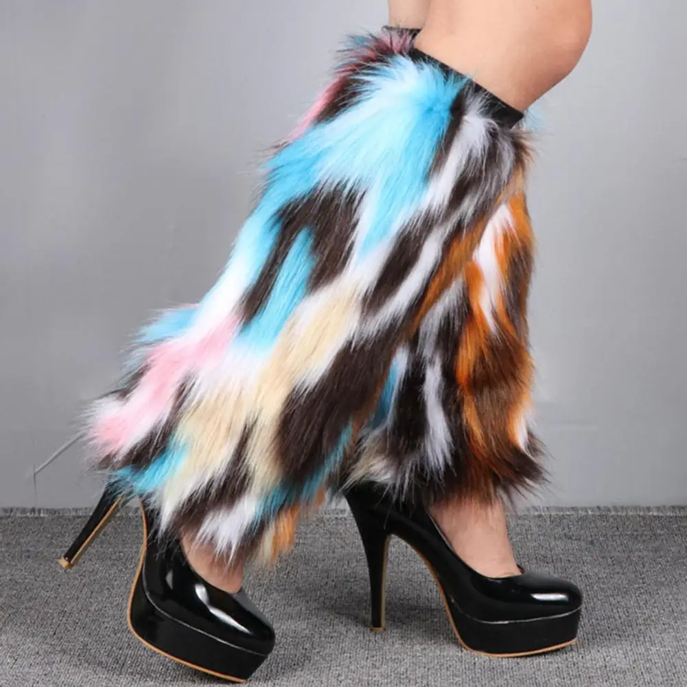 y2k Women Fur Leg Warmers Fashion Luxury Winter Fashion Solid Color Women Boot Covers Warm Furry Faux Fur Leg Warmers Boot Cuffs