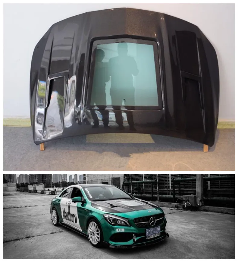 Модный прозрачный стеклянный передний бампер из углеродного волокна капот