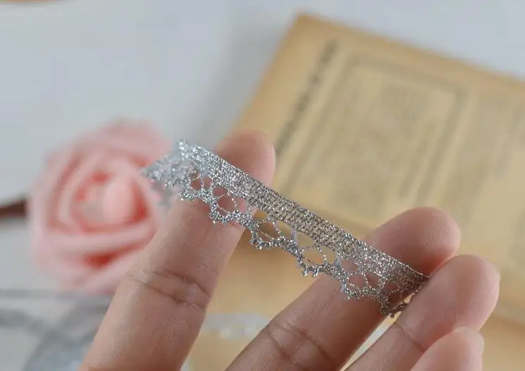 1cm 10 метров качество серебряная кружевная отделка Diy Свадебная вечеринка ремесла лента Косплей сценическая одежда кружева аксессуары для отделки - Цвет: 1cm