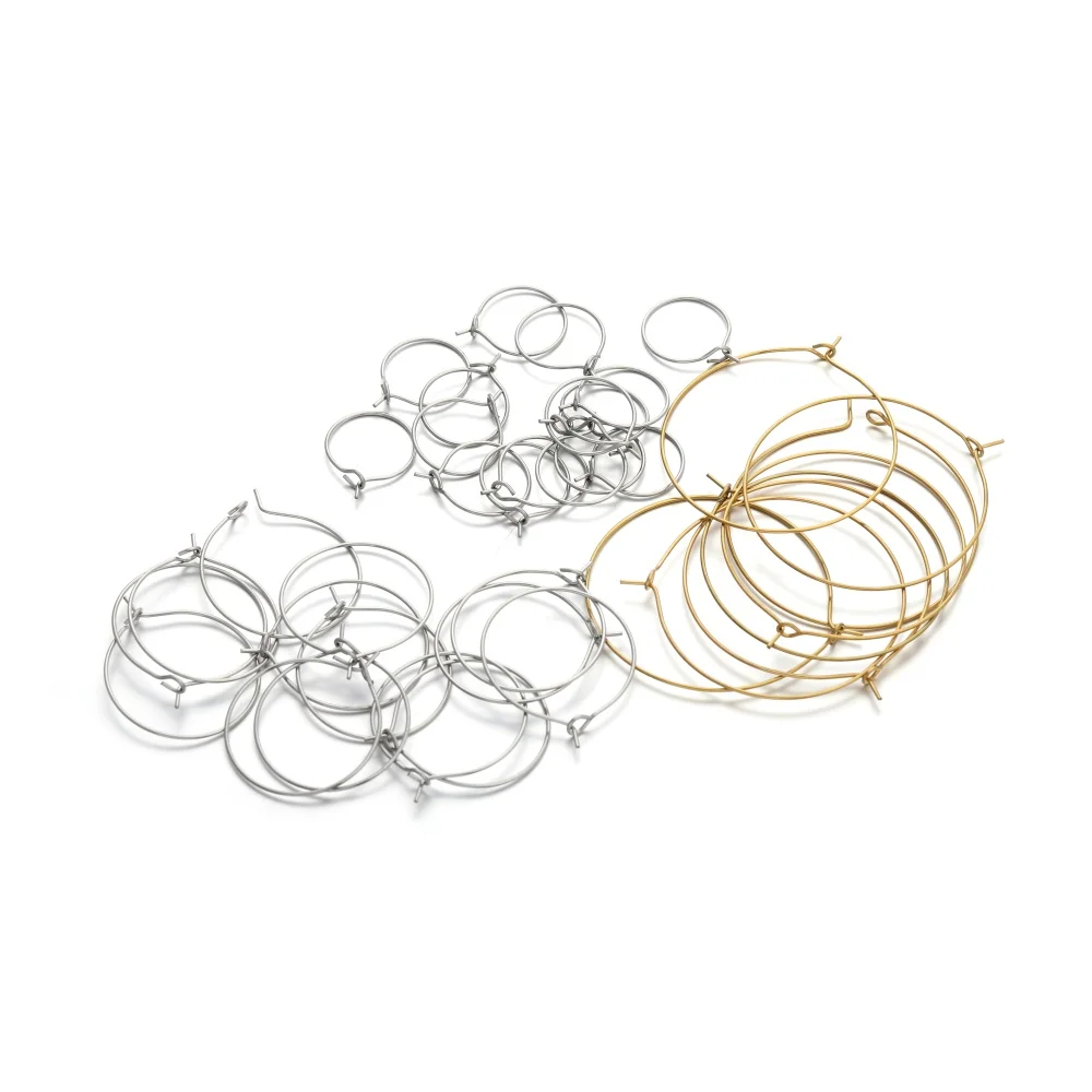 

20/50Pcs/Lot Stainless Steel Gold Big Hoop Earrings Simple Circle Earring Hoops For DIY Earrings Jewelry Making Accessories