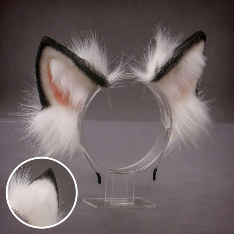 

Faux Fur Wolf Ears Headband and Furry Anmimal Long Tail Kit for Halloween Party Anime Lolita Masquerade Cosplay Costume M6CD