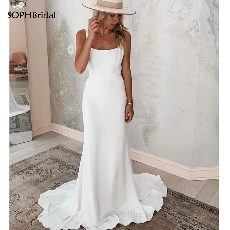 

New Arrival Sexy Mermaid Wedding Dress платье 2021 Sleeveless Scoop Satin Bridal Gowns Vestidos de Novia Custom Wedding Dresses
