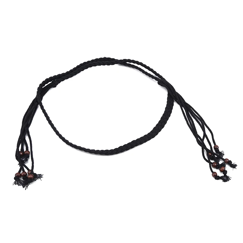 Новинка 2020 тонкий черный пояс женское длинное платье ремень бахрома веревка цепь