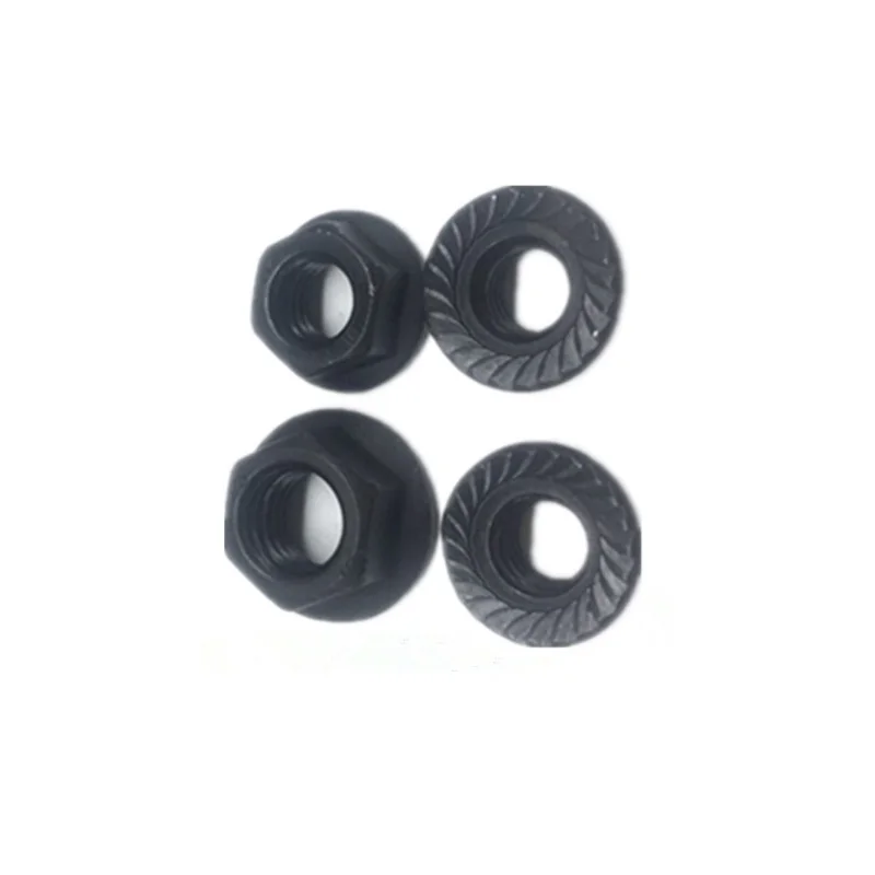 8 класс 10 чернение GB6177 углеродистая сталь шестигранная фланцевая гайка с зубцом противоскользящая стопорная гайка M5M6M8M10M12M14M16M20