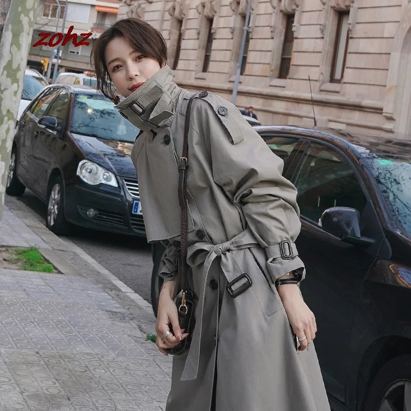 Классическая Женская Длинная ветровка в британском стиле винтажное платье с