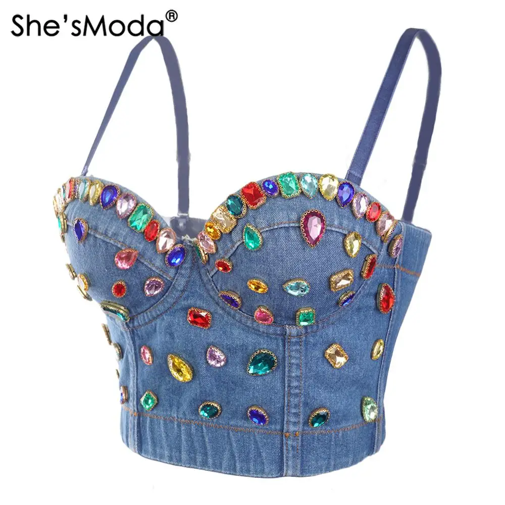 Джинсовые джинсы She'sModa женские бюстье на пуговицах бюстгальтер для ночного