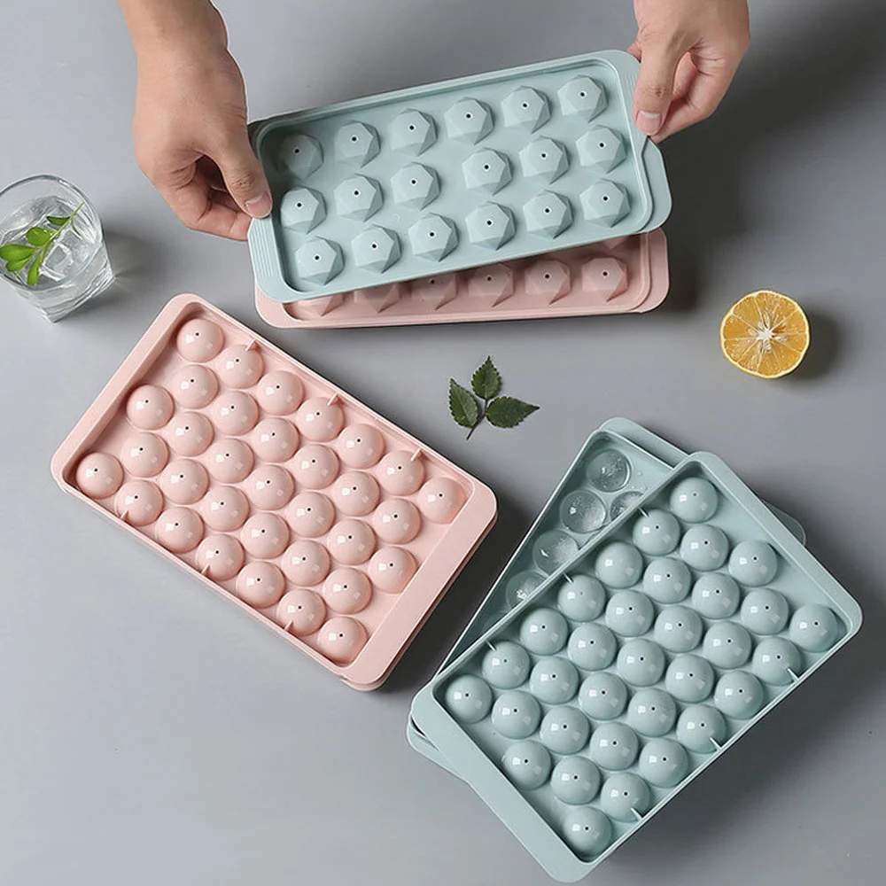 

PP Ice Mold Pink Blue Ice Cream Kitchen Accessorie Round 33 Grid Ice Cube Maker Chocolate Mould DIY Creative Food Grade