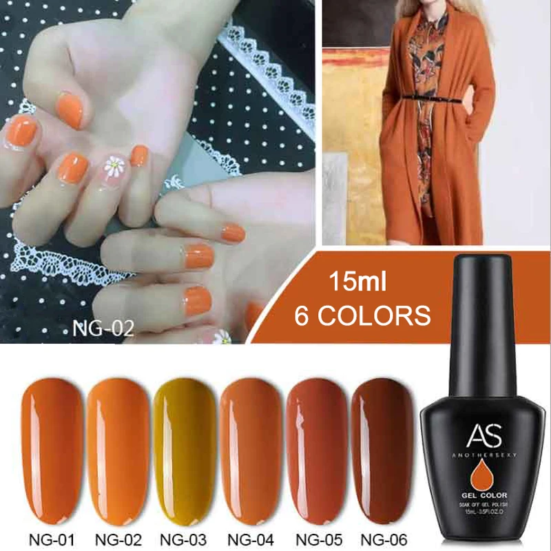 

Pumpkin Color Gel Polish Orange Gel Varnish 15ml Bottle Colors UV LED Nail Art Design Tools Easy Apply Lacquer Free Shipping