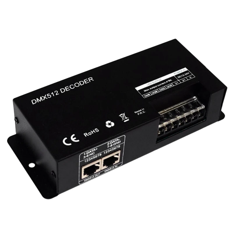 Горячая YO 4CH DC12 24V RGBW DMX 512 декодер светодиодный контроллер RGB DMX512 4 канальный X 8A для