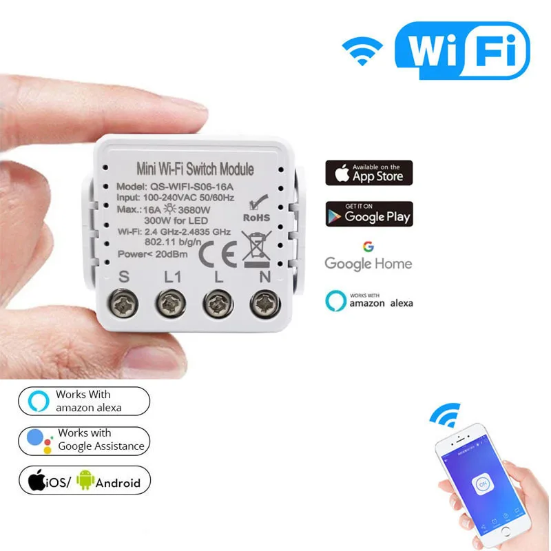 

Умный выключатель Tuya 16 А с поддержкой Wi-Fi и таймера