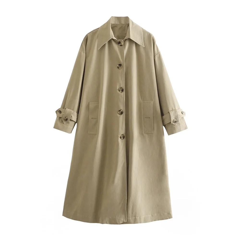 

Tide Nice New Women Long Trench Coat Oversized Long Sleeves Casual Vogue Windbreaker Woman Coats Outfit