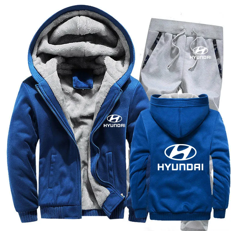 Толстовки для мужчин hyundai Motor Car Logo Мужские s толстовки костюм зимний толстый теплый флис хлопок спортивный костюм на молнии мужская куртка+ брюки 2 шт