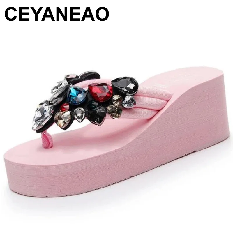

CEYANEAO Women Bow Summer Sandals Slipper Indoor Outdoor Flip-flops Beach Shoes New Fashion Female Casual flower Slipper chancla