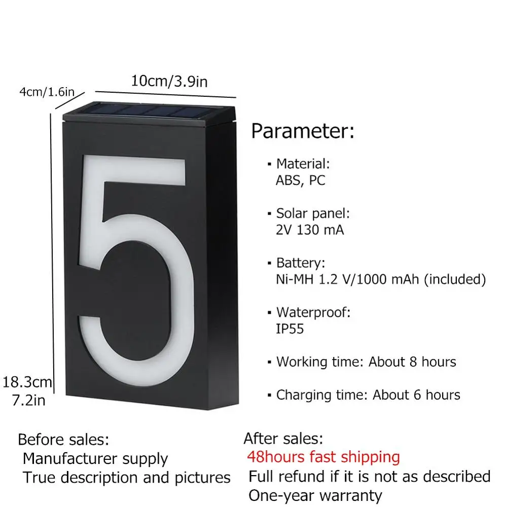 house number led solar lamp outdoor garden solar number door plate outdoor lighting rechargeable house number light free global shipping