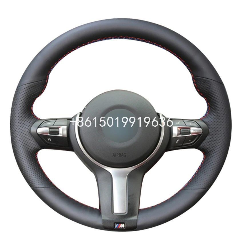 

Hand sewing Black Leather Car Steering Wheel Cover for BMW F87 M2 F80 M3 F82 M4 M5 F12 F13 M6 F85 X5 M F86 X6 M F33 F30