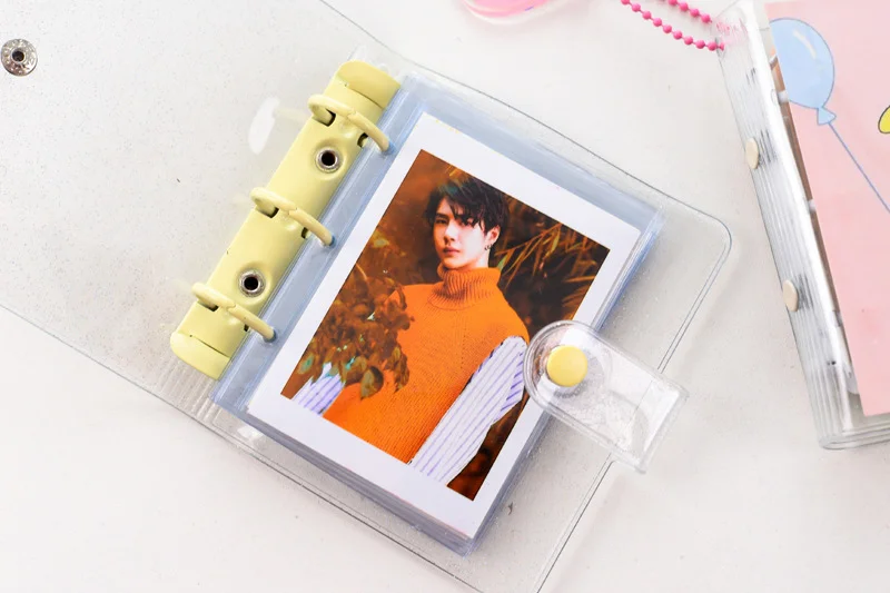 

Girl hand account photo album mini binder transparent cover 3 inch photo album