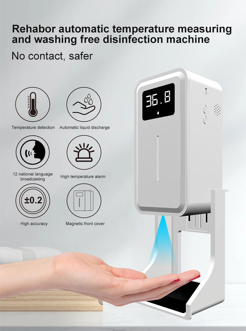 

Automatic Soap Dispenser Hand Washing Liquid Integrated Machine Of Induction Temperature Measurement &disinfection K9 Rehabor A