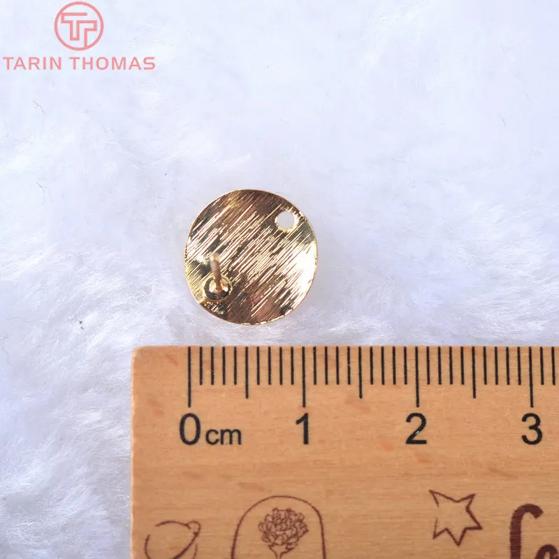 10 Pcs 12 Mm 24 K Gold Color Brass Drifted Wave Round Study Earrings Pins High Quality Diy Jewelry Accessories | Украшения и