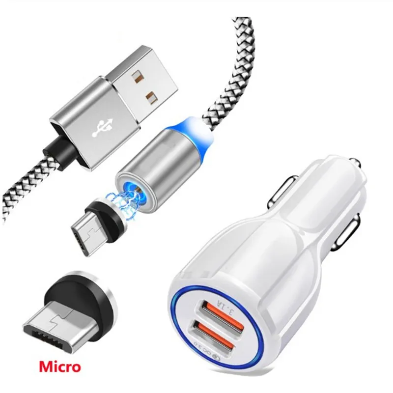 Двойной USB QC 3 0 Автомобильное зарядное устройство Быстрая зарядка Магнитный