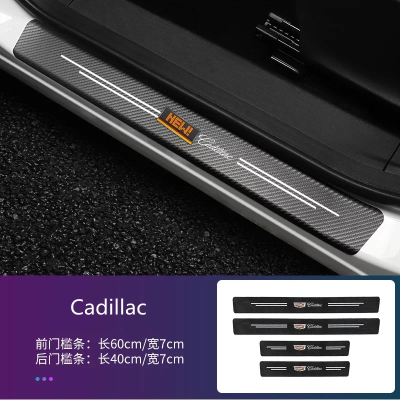 

For Cadillac CT4 CT5 ATS Accessories 4Pcs Car Styling Threshold Door Sill Pedal Protector Carbon Fiber Stickers