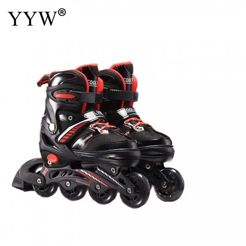 Роликовые коньки из искусственной кожи регулируемые 4 колеса патины