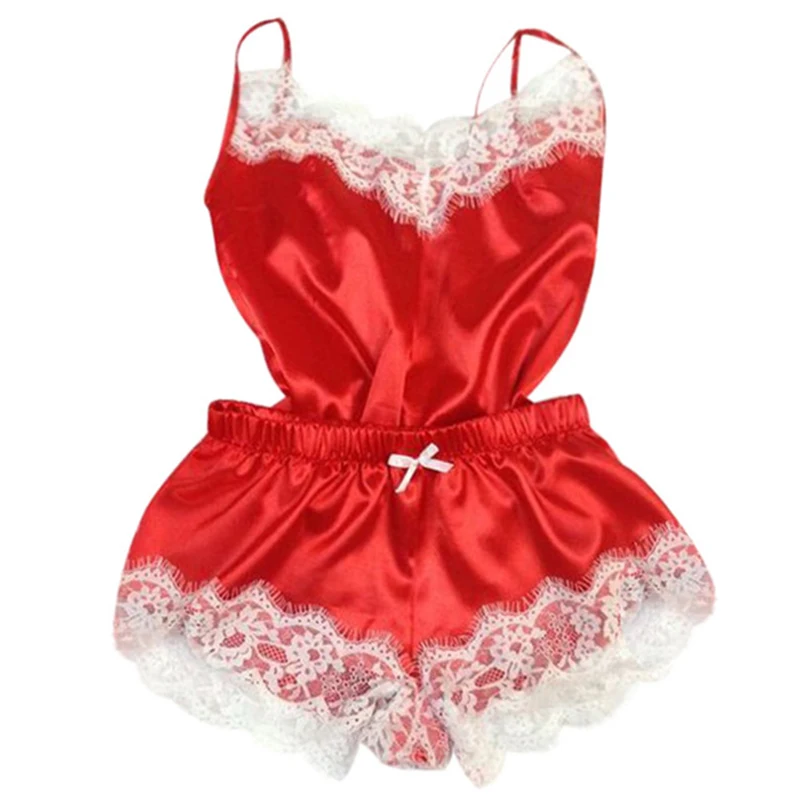 Women Summer Pajama Set Sexy Sleeveless Adjustable Straps Tops And Soft Sleep Shorts Comfortable Lace Satin Silk Sleepwear | Женская