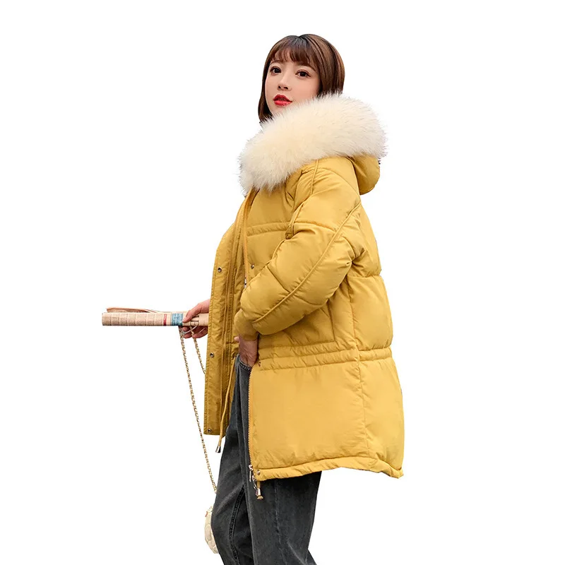 Пуховик хлопковая куртка средней длины и свободная Милая зимняя парка 1976|Женские