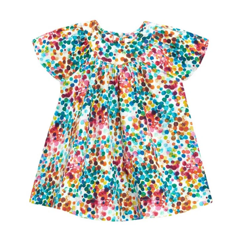 HIBYHOBY kids brand clothes 2020 summer baby girls Cotton colorful dot print short sleeve dress toddler girl dresses | Детская одежда и