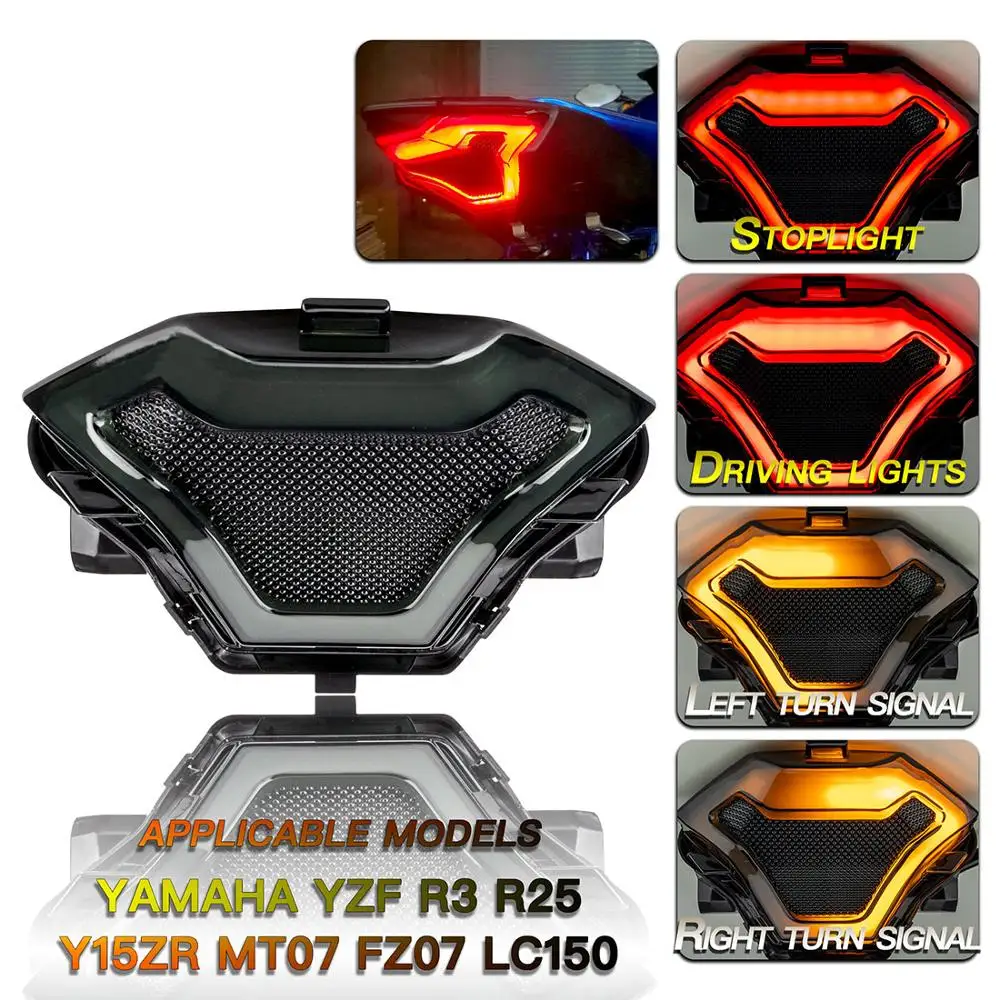 Задний фонарь для мотоцикла светодиодный стоп-сигнал поворота Yamaha YZF R3 R25 Y15ZR MT07 FZ07