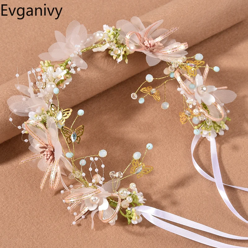 

Fashion Pearl Headband Bridal Wedding Flower Crown Sweet Hairbands Hair Band Tiara Headpiece Hair Jewelry Girls Hair Accessories