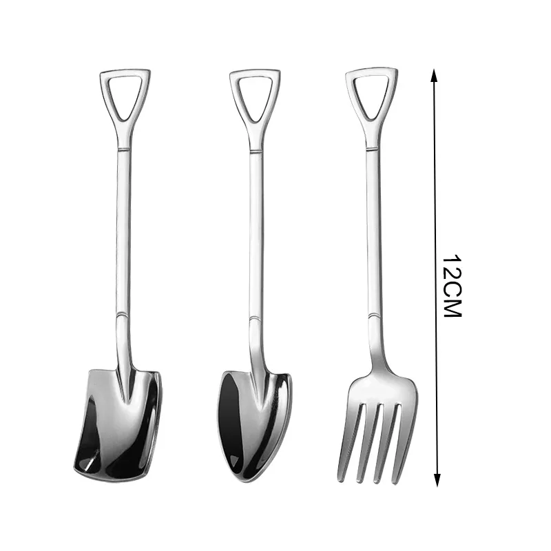 

9PCS Stainless steel Shovel coffee spoon Set Scoop shovel Creative tea-spoon Ice Cream dessert spoon Birthday Gift Tableware