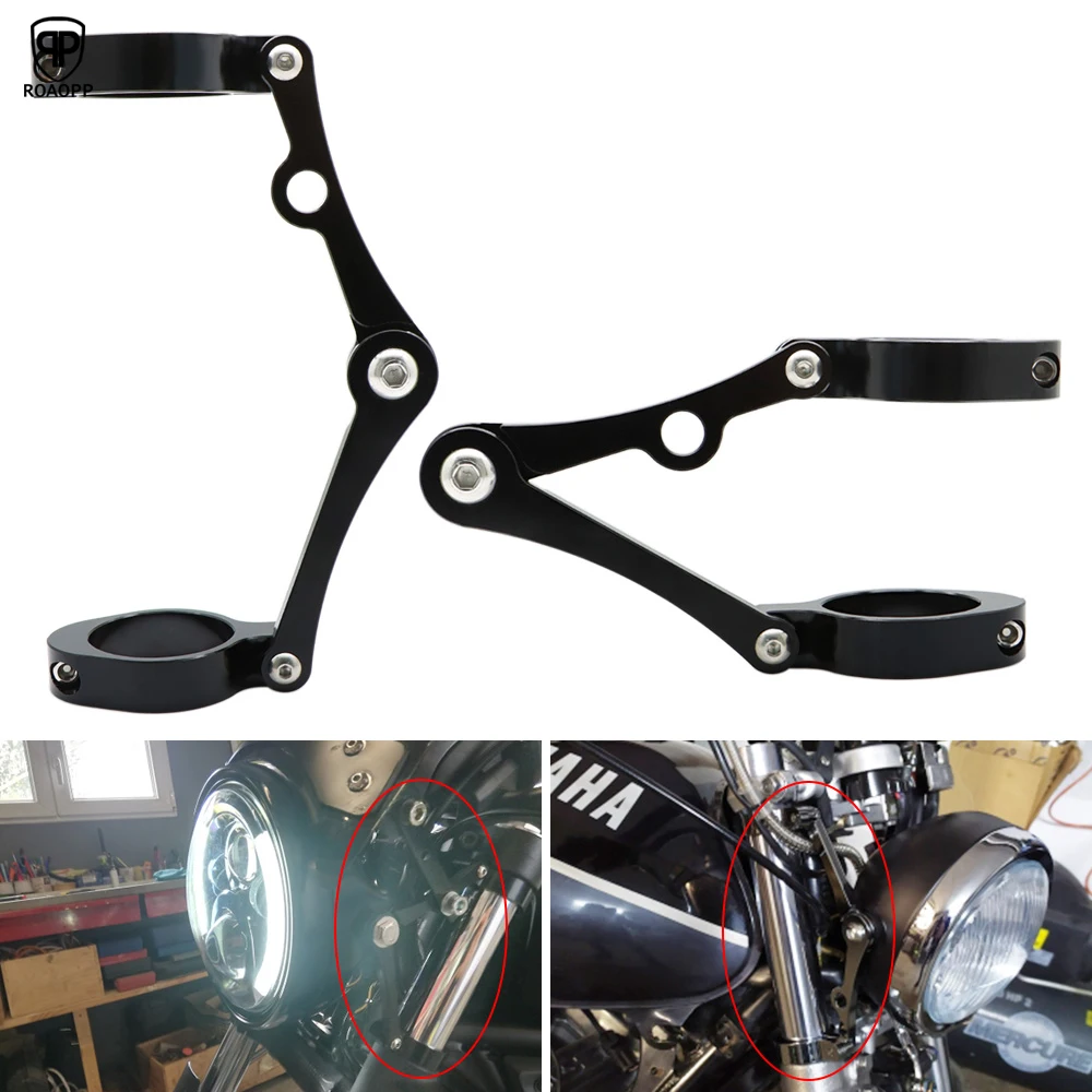 

ROAOPP 39mm-41mm CNC Motorcycle Headlight Bracket Universal Adjustable Mount For Harley Cafe Racer Chopper Bobber