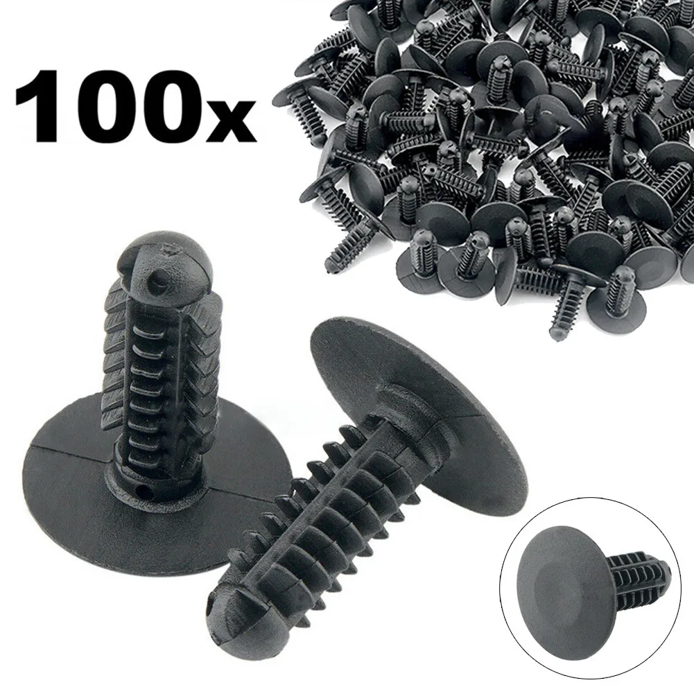 

100pcs Fastener 18mm Head Accessory Car Clips Dark Grey Parts Replacement