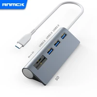 anmck usb c hub with sdtf card reader splitter for computer accessories usb adapter 5 port usb 2 0 hub for laptops mac pro pc