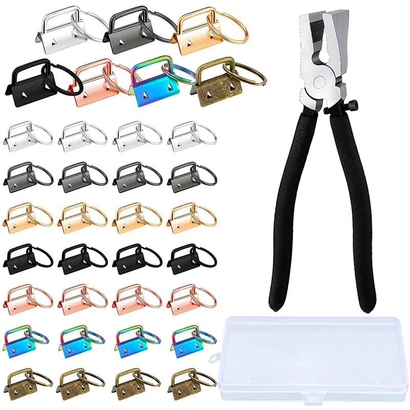

37 Pieces Key Fob Hardware Set, Including 35 Pcs 7 Colors Key Fob Keychain, Key Fob Pliers for DIY Keychain Supplies